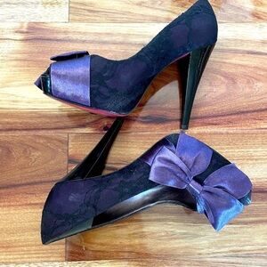 Paris Hilton Purple and Black Stiletto Heels